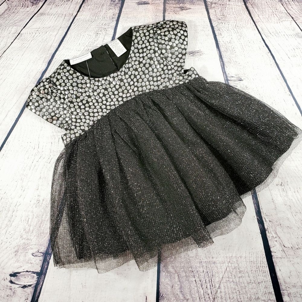 First Impressions Baby Girl Black & Silver Dress